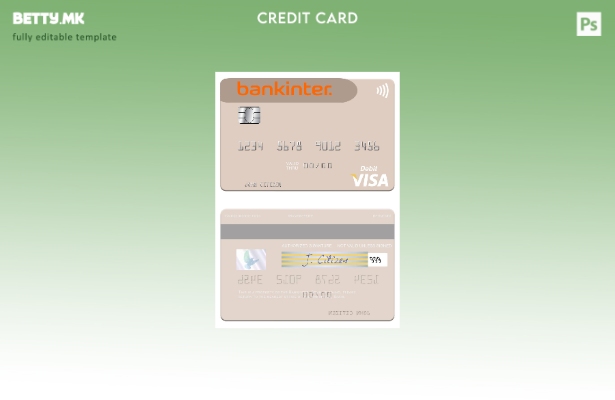 Модерен стил Шаблон за виза за дебитна картичка Шпанија Bankinter